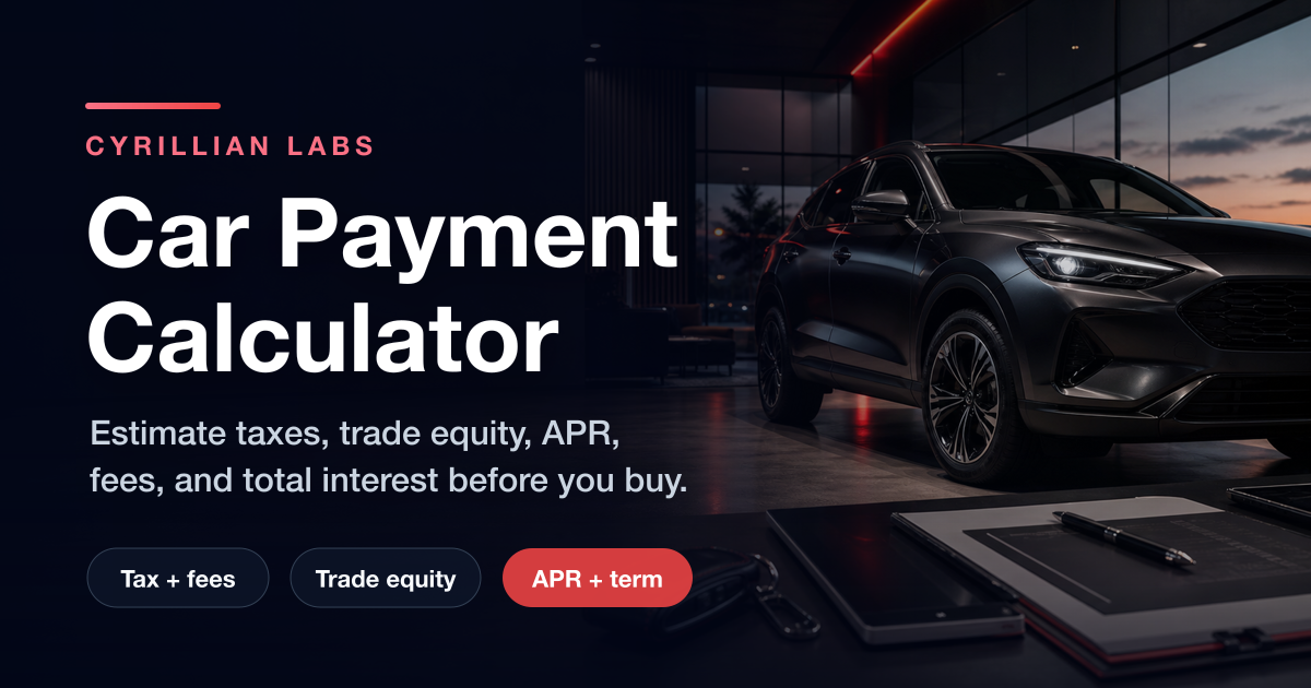 Car Payment Calculator | Cyrillian Labs